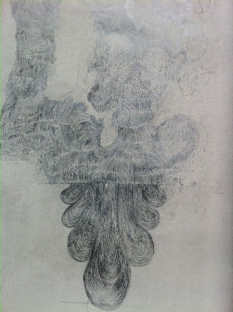 Jan Fieldsend, Sydney Roccoco (detail) pencil on screenprinted paper with collaged elements 40 x 60 cm 2015